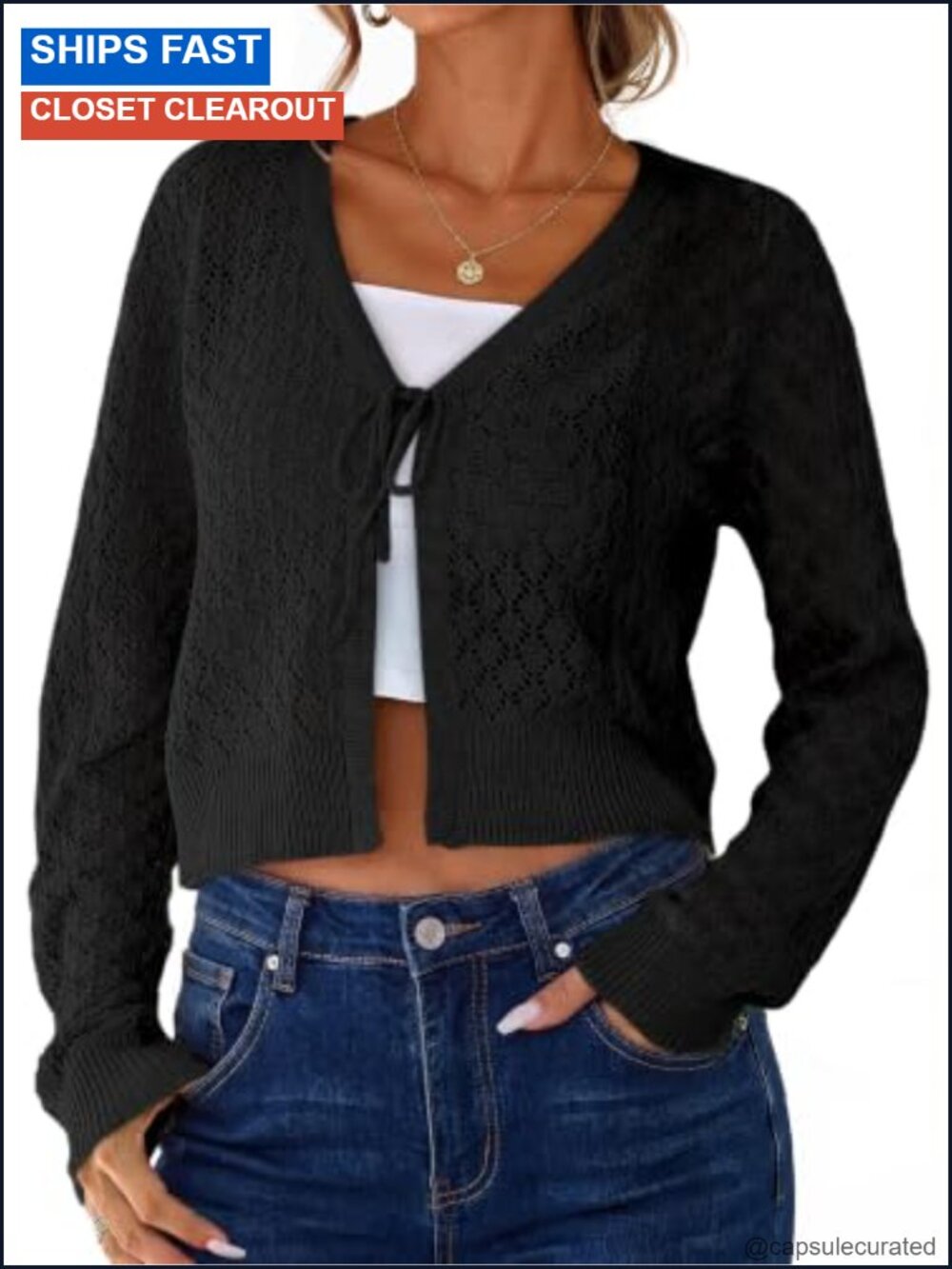 Crochet Shrug Cardigan V Neck Lightweight Beach Sweater